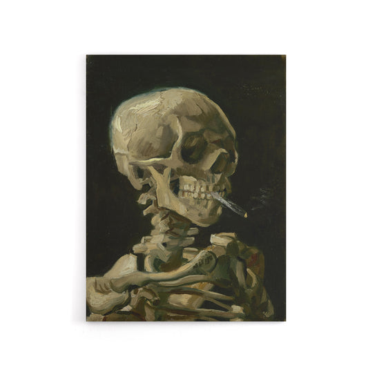 Van Gogh Head Skeleton Burning Canvas Wall Art Print